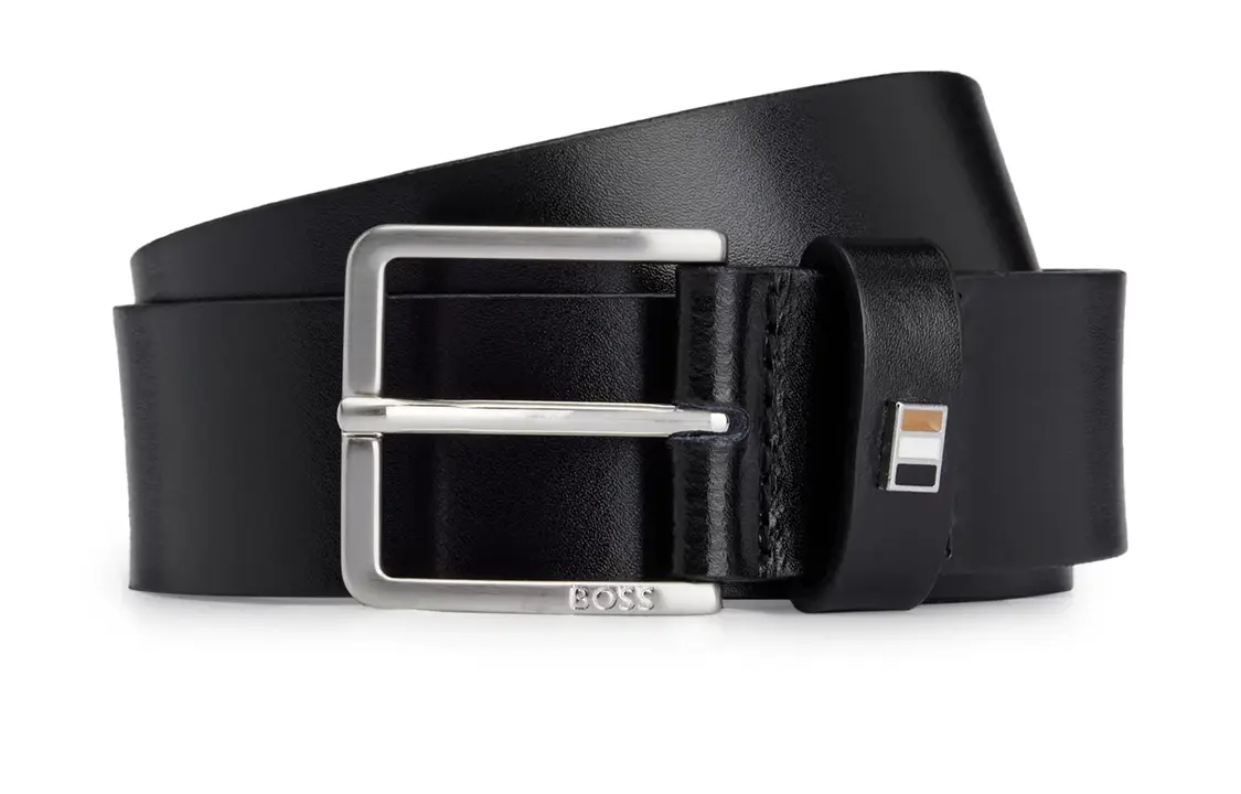 

HUGO BOSS Кожаный ремень с бляшкой Boss Logo, Black