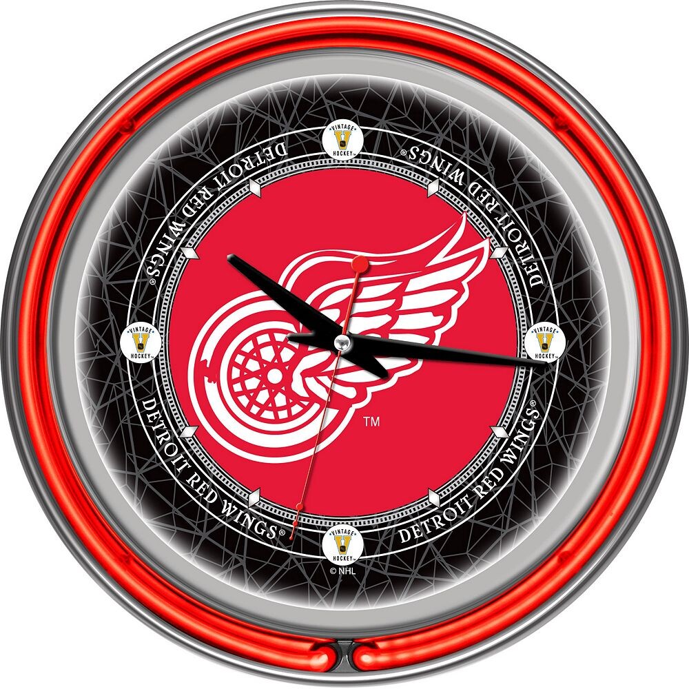 

Хромированные неоновые настенные часы с двойным кольцом Detroit Red Wings, цвет Rdw Team