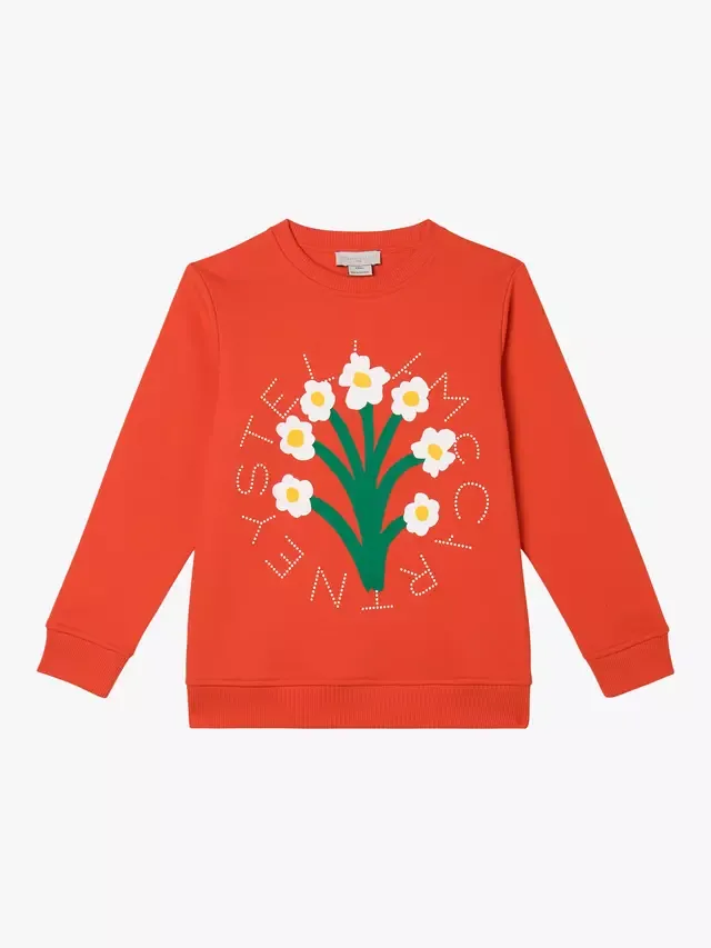 Детская хлопковая флисовая толстовка с логотипом, красная Stella McCartney