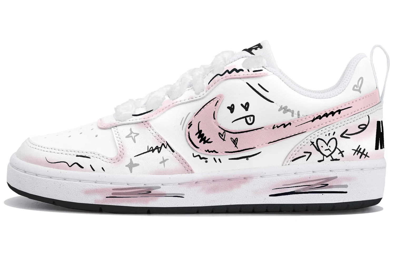 Кроссовки скейтбордические Court Borough 2 Low top White Pink для подростков Nike