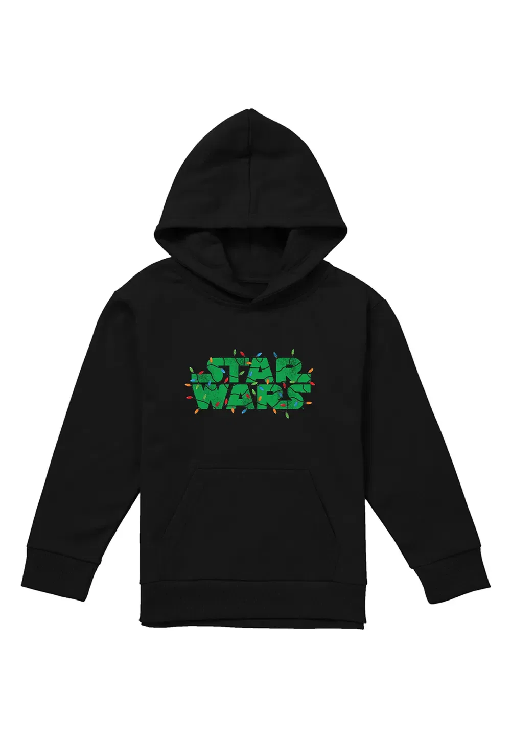Детская худи Star Wars Christmas Lights Logo, черная, Disney, черный