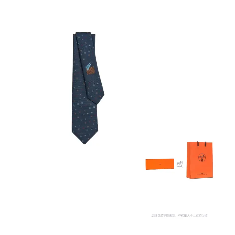 

Hermes Мужской шелковый галстук Mulberry, цвет морской синий