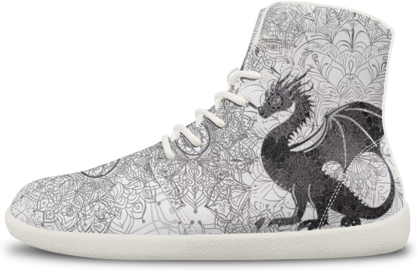 

Мужские кроссовки Dragon Print для бега, слипоны, высокие, для ходьбы, занятий в спортзале, тенниса и спорта Ecaestolph, белый/черный