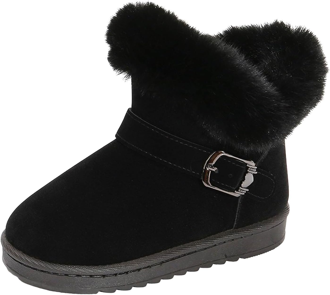 

Детские теплые ботинки IWIHMIV для девочек, модные короткие ботильоны для малышей, удобные зимние ботинки с толстой подошвой, противоскользящие, на плоской подошве, Black