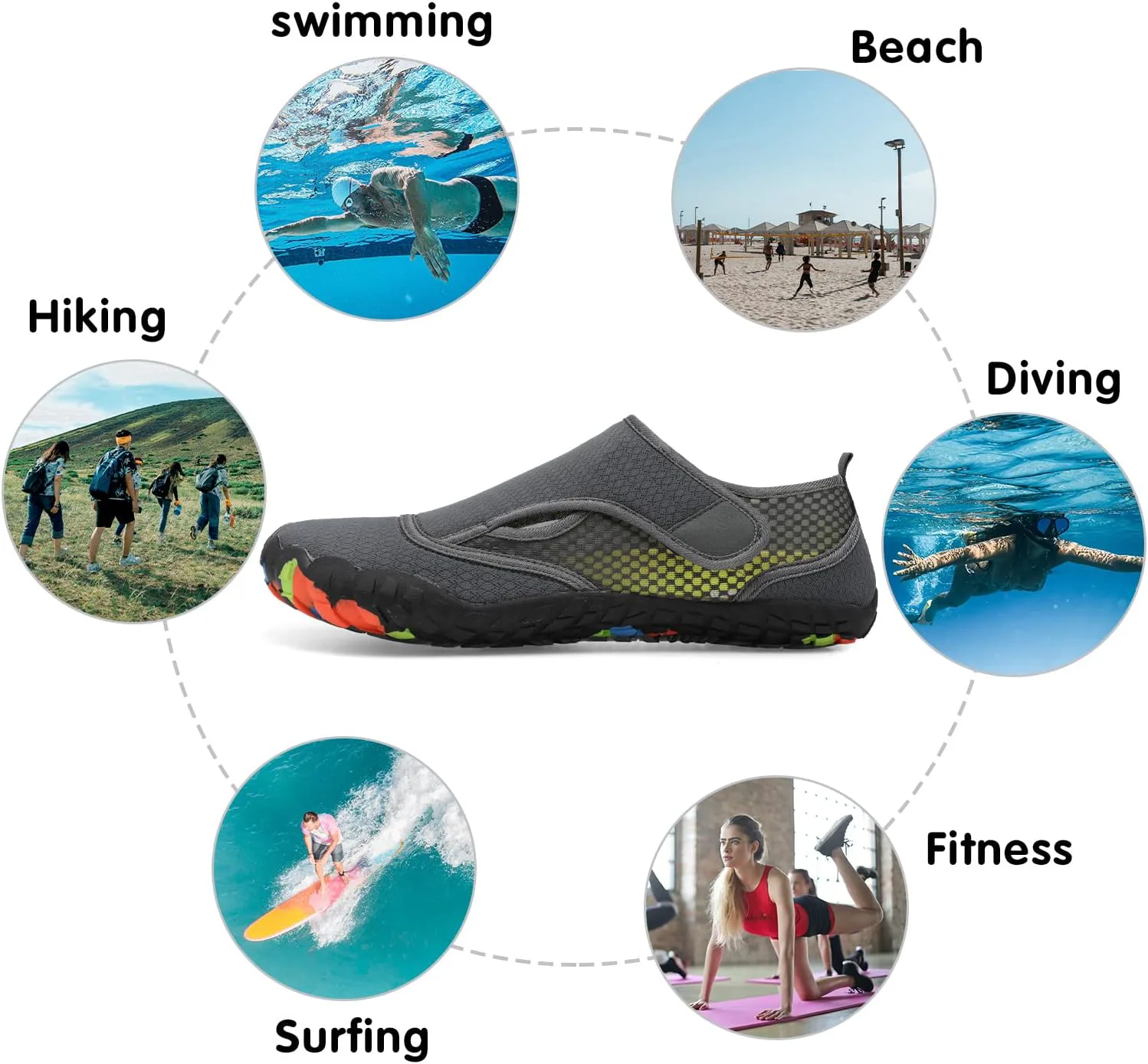 

Водные кроссовки Centipede Demon для женщин и мужчин, быстро сохнущие, для босоногой носки, для пляжа, хайкинга, дайвинга, лодок, реки и водных видов спорта, серый