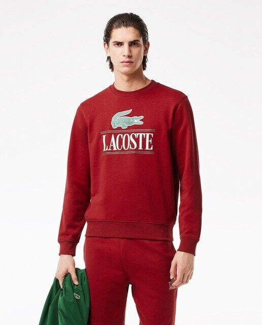 

Толстовка из хлопкового флиса с логотипом бренда Lacoste, бордовый