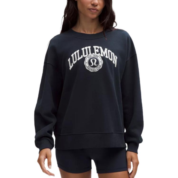 

Женская толстовка Perfectly Oversized Crew Lululemon, marine синий/светлый айвори белый/trnv/ltiv