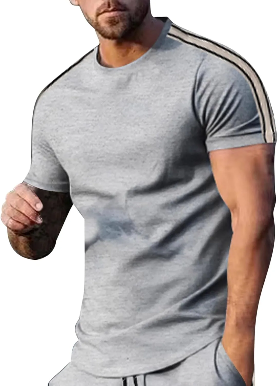 

Мужская футболка с боковыми полосками, короткий рукав, летняя Sdeycui