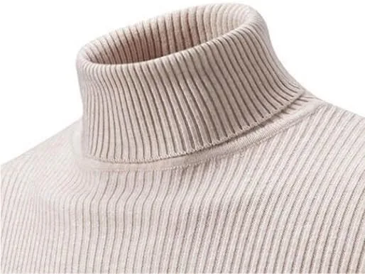 Мужской водолазка свитер Slim Fit вязаный пуловер с высокой эластичностью мягкий базовый слой для весны и осени Generic, серый — фото 3