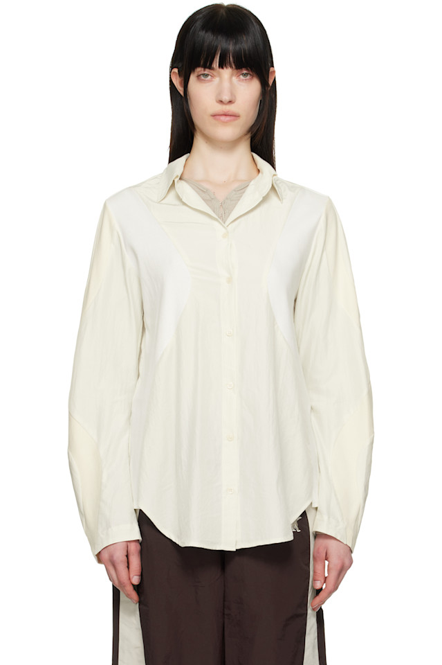 

Рубашка с фигурной панелью Open Yy, экрю