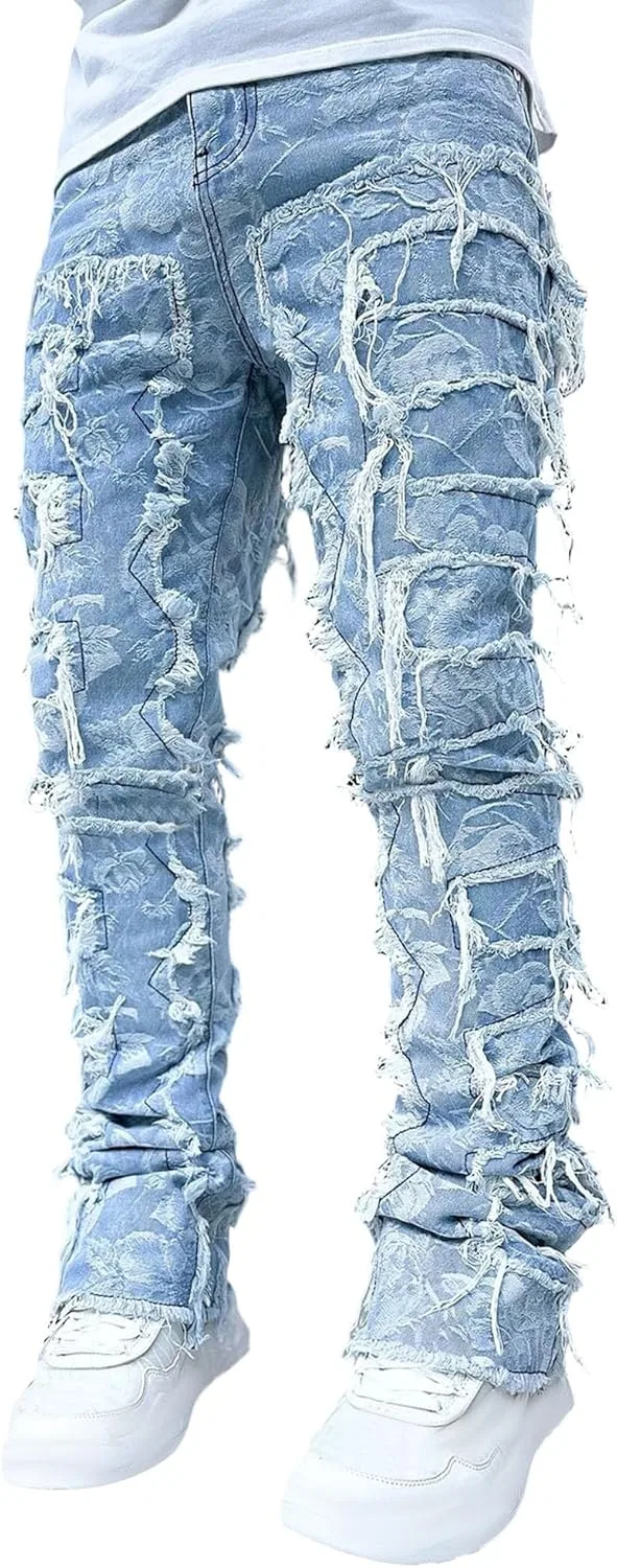 Джинсы узкие рваные Light Blue