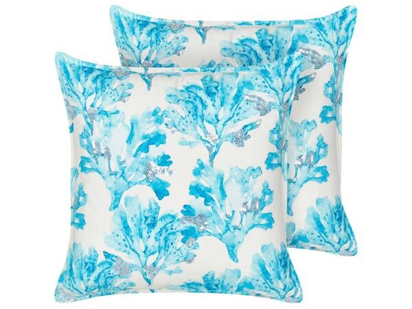 

Подушка Beliani 2 шт ROCKWEED, 45x45x45 см, синий/белый