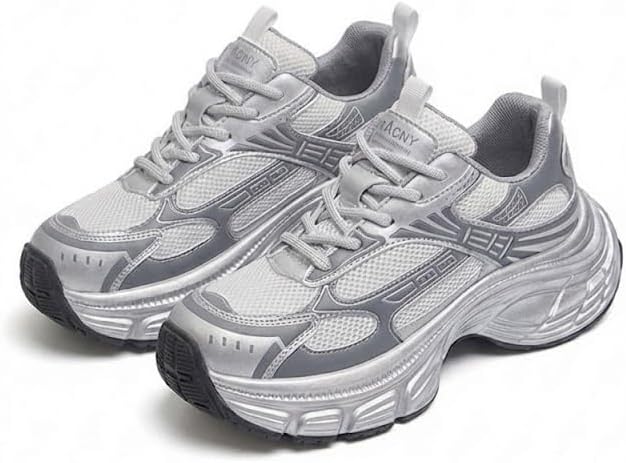 

Массивные модные кроссовки для женщин и мужчин, ретро кроссовки в стиле папы, спортивные прогулочные кроссовки на платформе, серебристо-серые Flowergirr