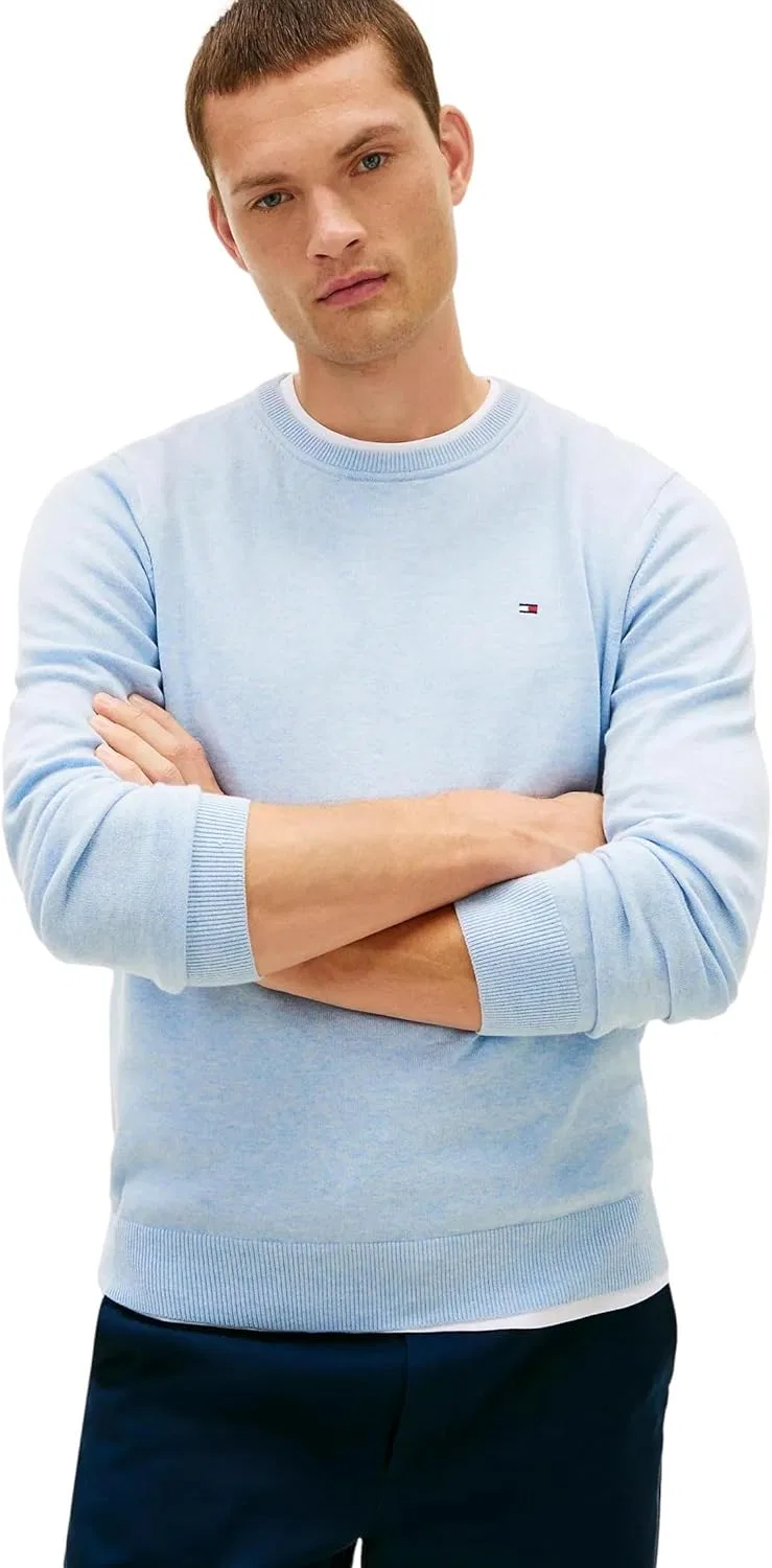 TOMMY HILFIGER / Мужской пуловер / PIMA ORG CTN CASHMERE с круглым вырезом, синий — фото 2