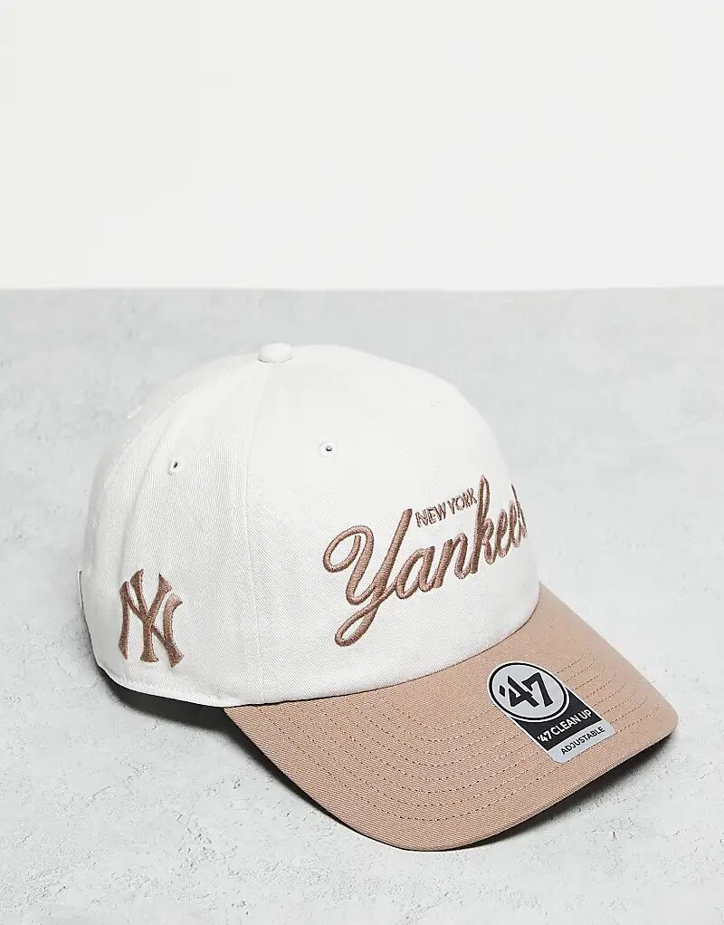 

Кепка 47 Brand NY Yankee с надписью и контрастным козырьком, бежевого цвета, многоцветная