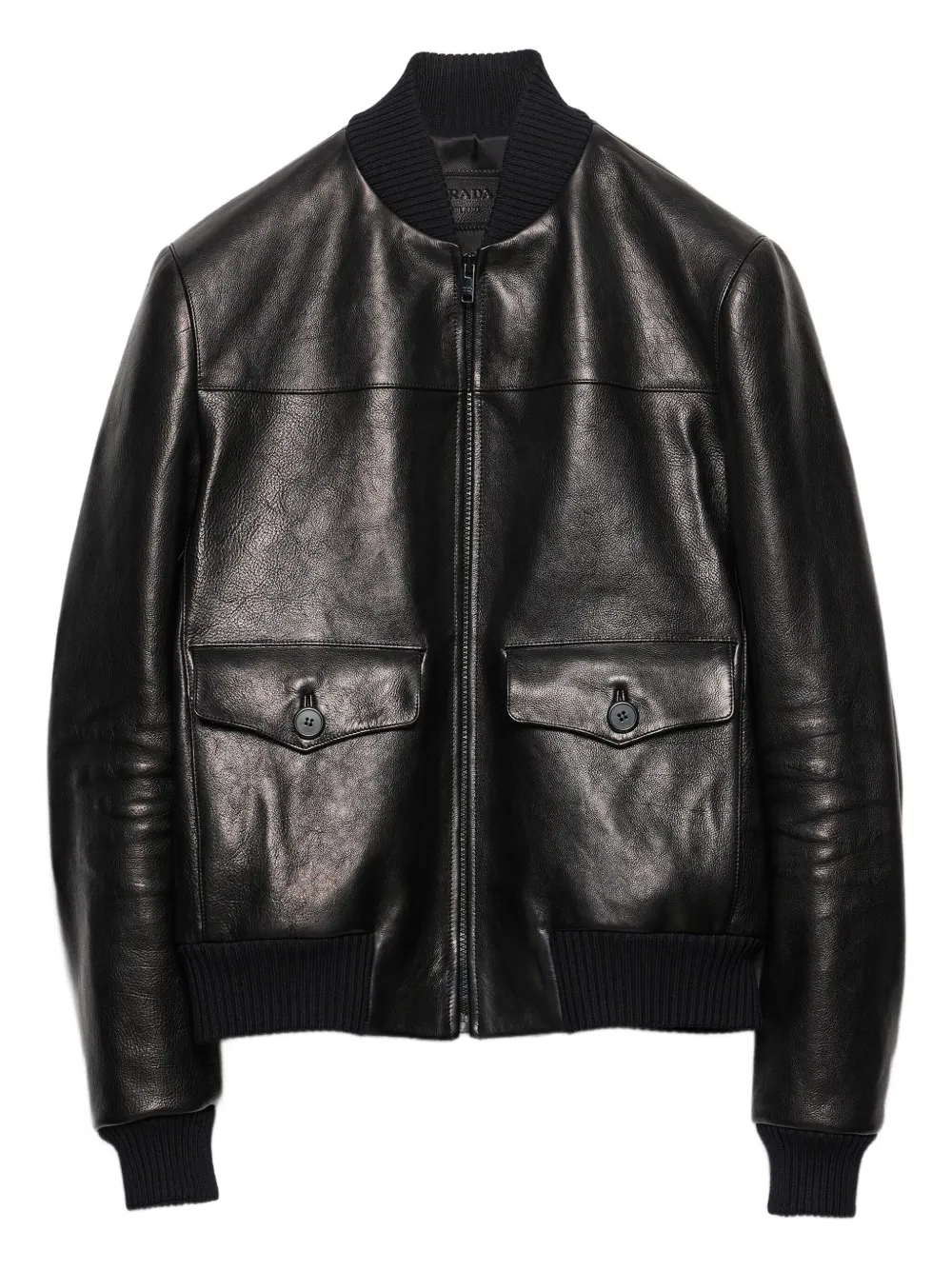 

Кожаный бомбер Prada, черный