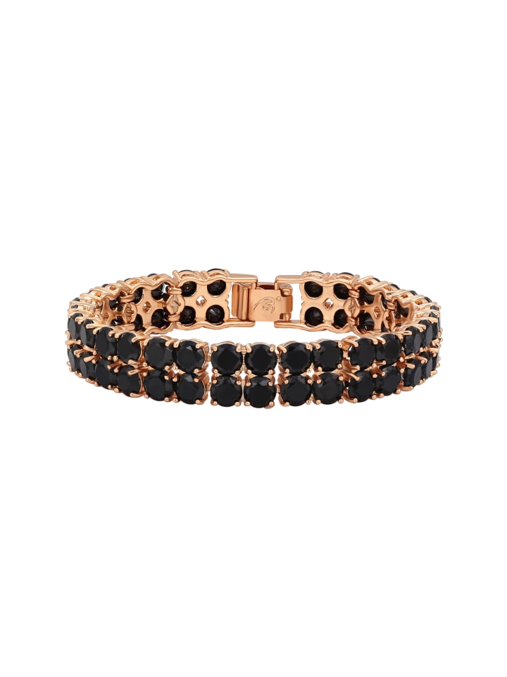 

Faina Женский браслет с кристаллами, цвет розовое золото, черный