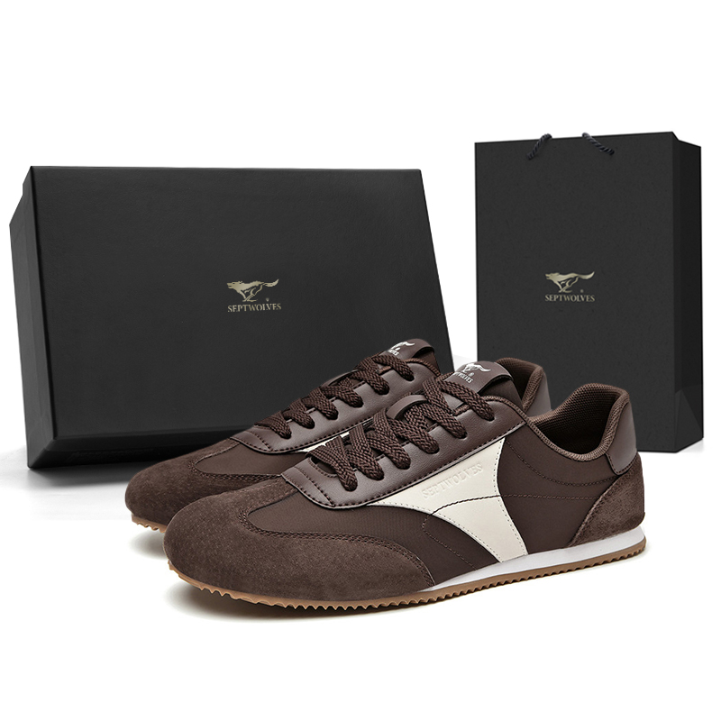 

SEPTWOLVES Коричневые мужские низкие кеды, цвет Brown (Standard Leather Shoe Size)