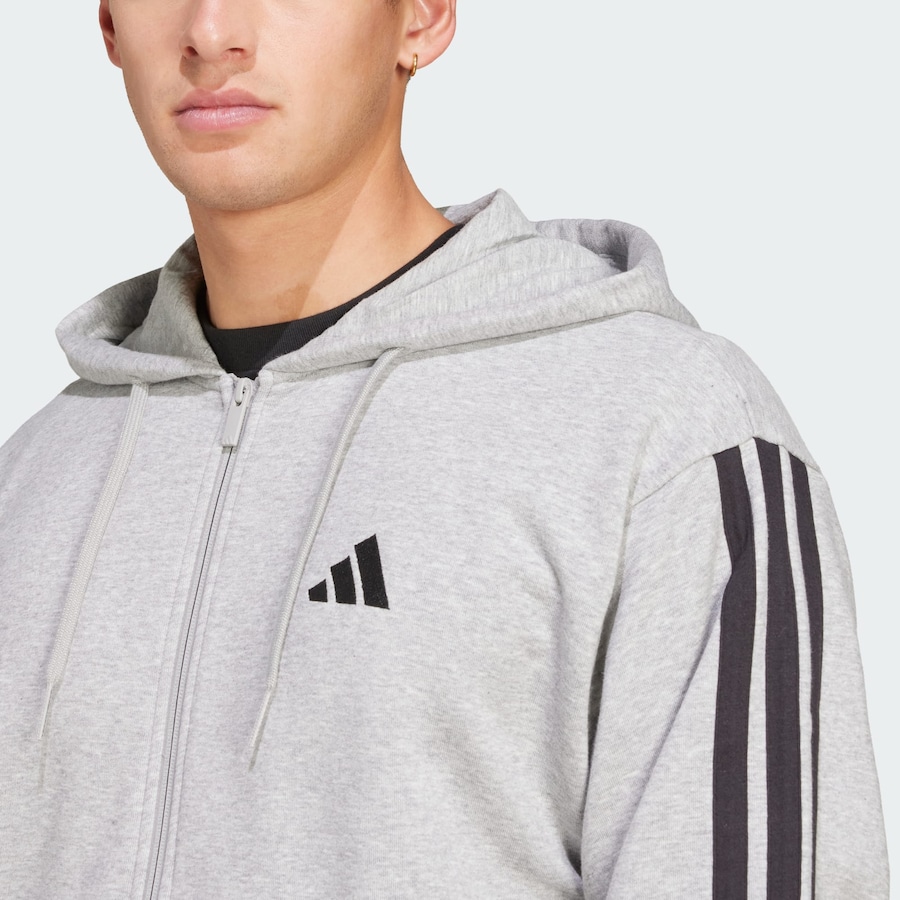 Спортивная толстовка с капюшоном на молнии ADIDAS SPORTSWEAR Essentials French Terry, светло-серый — фото 4