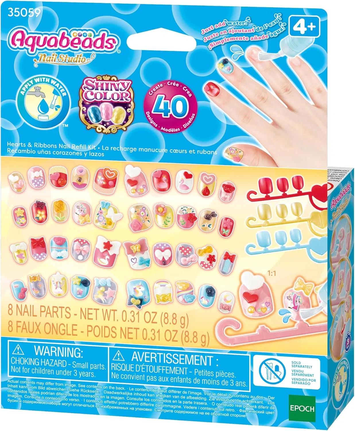 Детский набор для дизайна ногтей «Aquabeads Nail Studio Refill Set Hearts and Ribbons» от Epoch Aquabeads