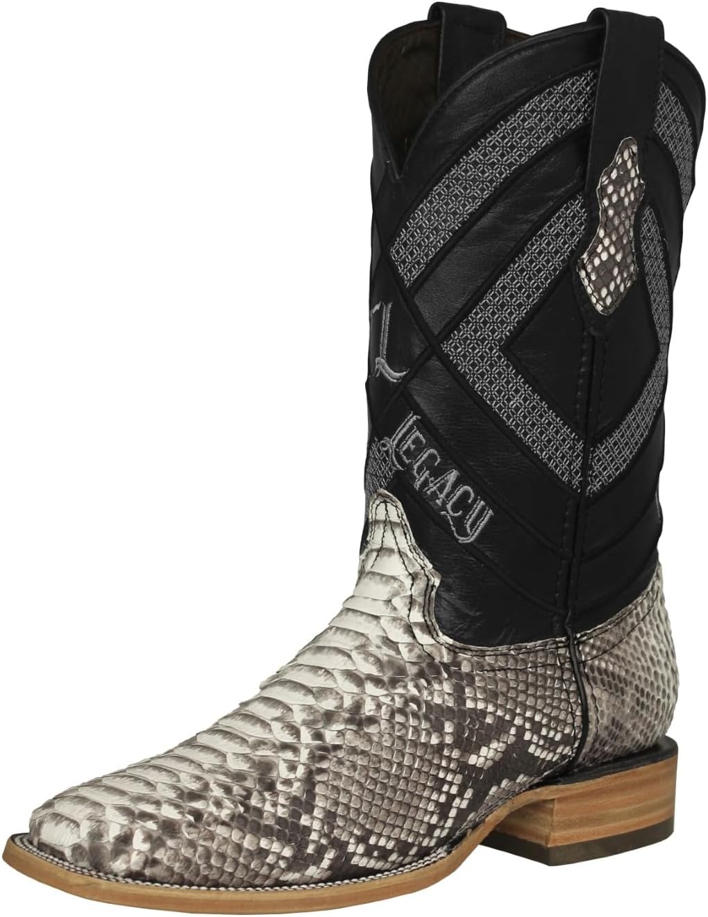 

Мужские натуральные вестерн-бутсы Texas Legacy из кожи настоящего питона с квадратным носком, Natural