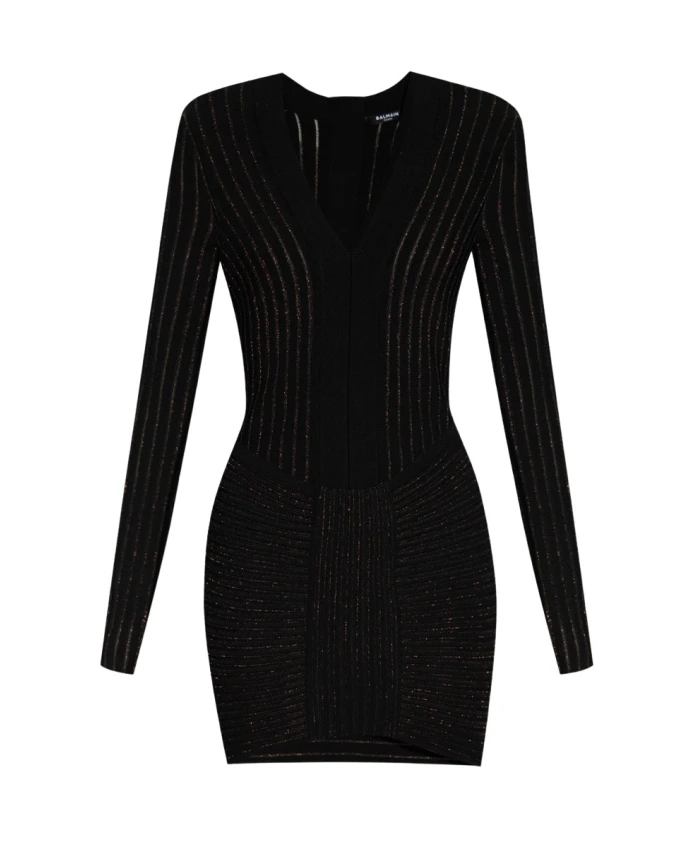 

Платье с люрексовыми нитями Balmain, черный