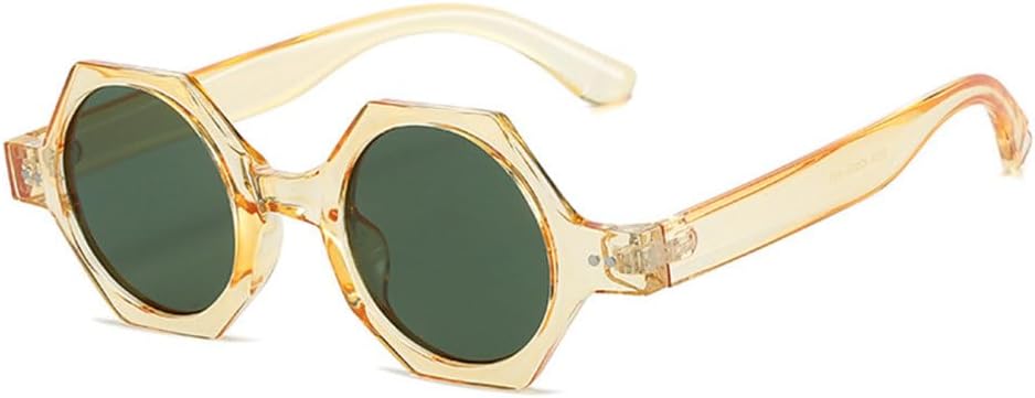 

Солнцезащитные очки в стиле ретро с многоугольными линзами для женщин, модные панк-солнцезащитные очки круглой формы для мужчин, очки с шестиугольными заклепками generic, C1-32401