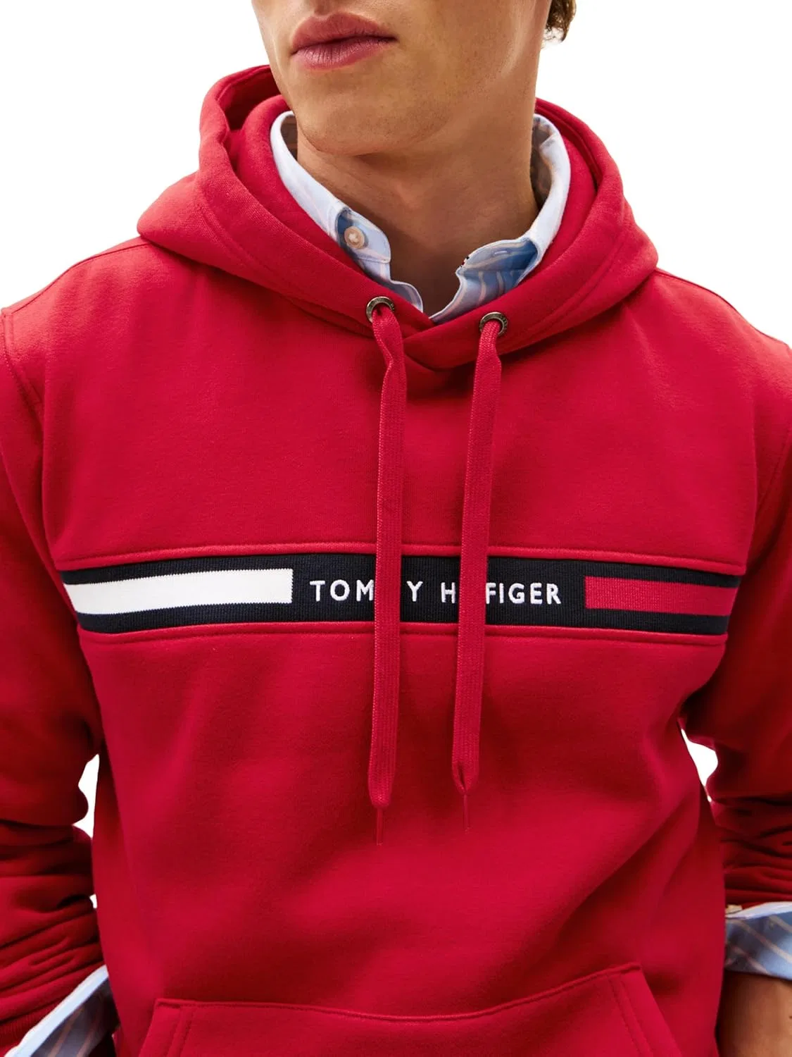 Флисовая худи Tommy Hilfiger с полосой, Medium Red — фото 2