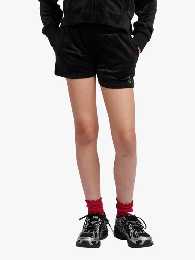 

Детские шорты с поясом на манжете из велюра Juicy Couture, Jet Black