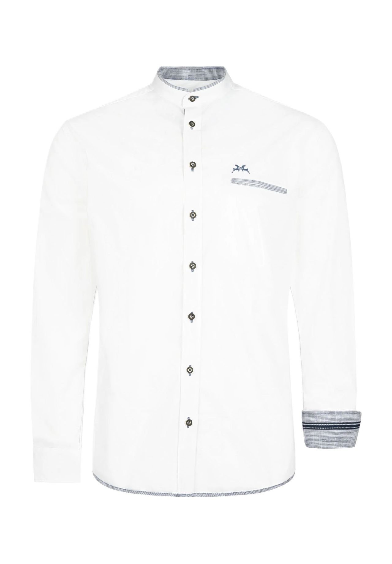 

Рубашка традиционная, стандартного кроя, длинные рукава, воротник стойка, мужская Alpenfeeling, бело-синий