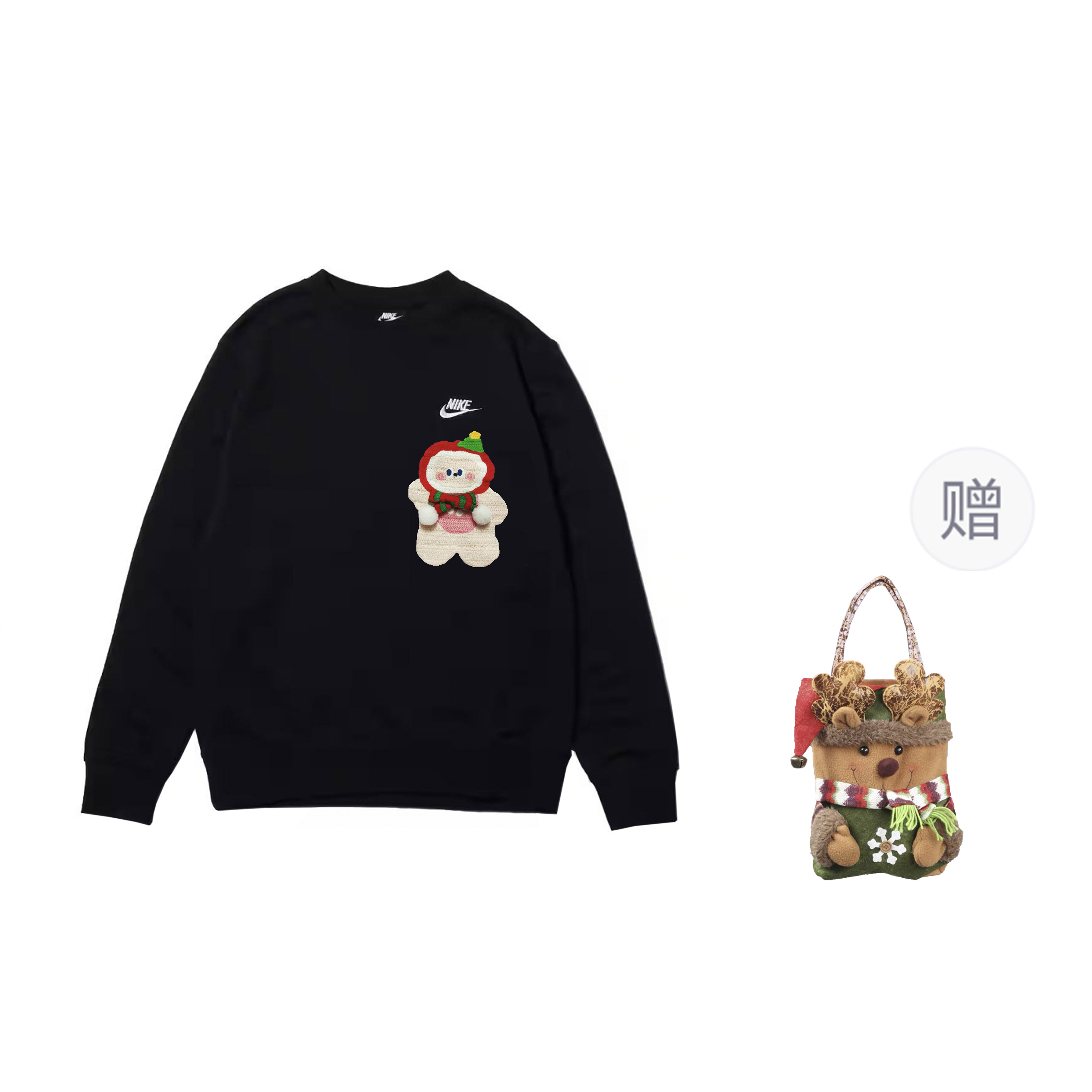 

Nike Свитшот унисекс черный, в комплекте подарочная сумка