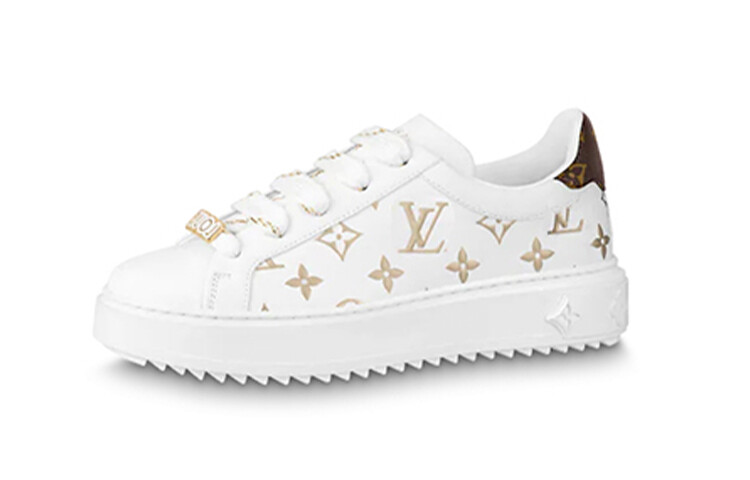 Кроссовки LOUIS VUITTON Time Out Debossed Monogram Leather White Gold Women's