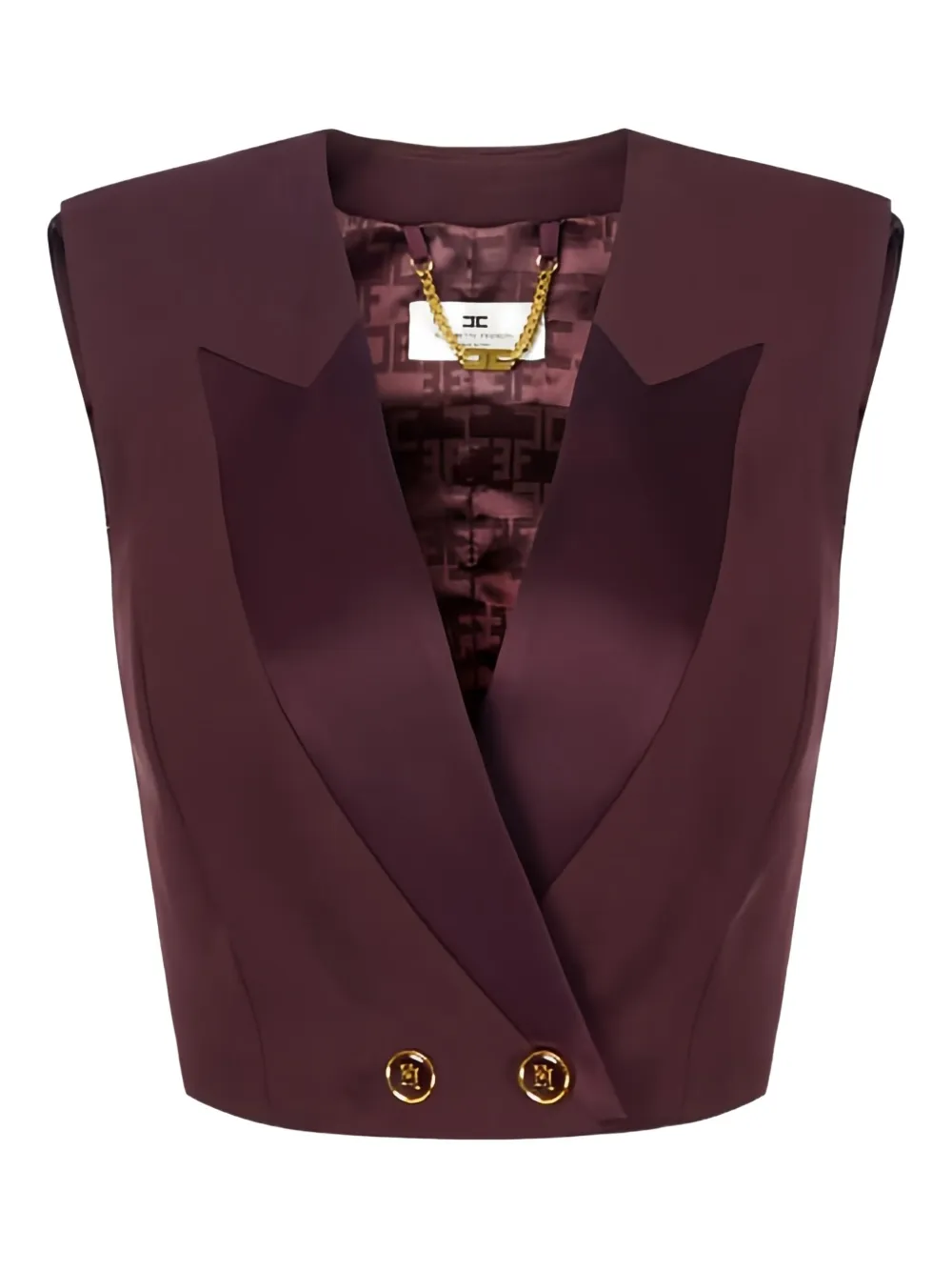 

Топ с атласными лацканами и пуговицами с логотипом Elisabetta Franchi, красный