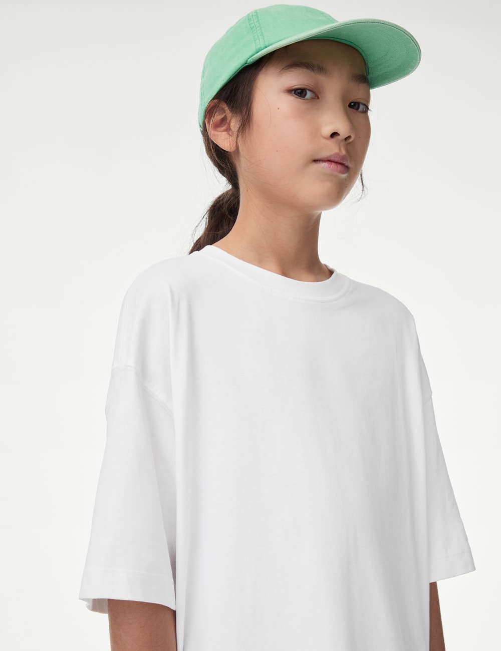 

Футболка из чистого хлопка, однотонная Marks & Spencer, белый