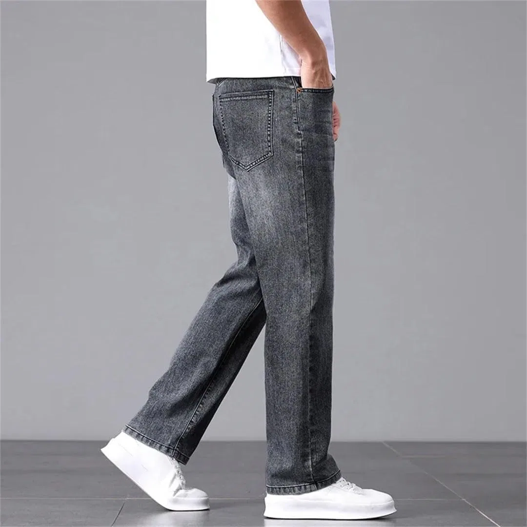 Джинсы прямые свободные Ретро Синий — фото 4