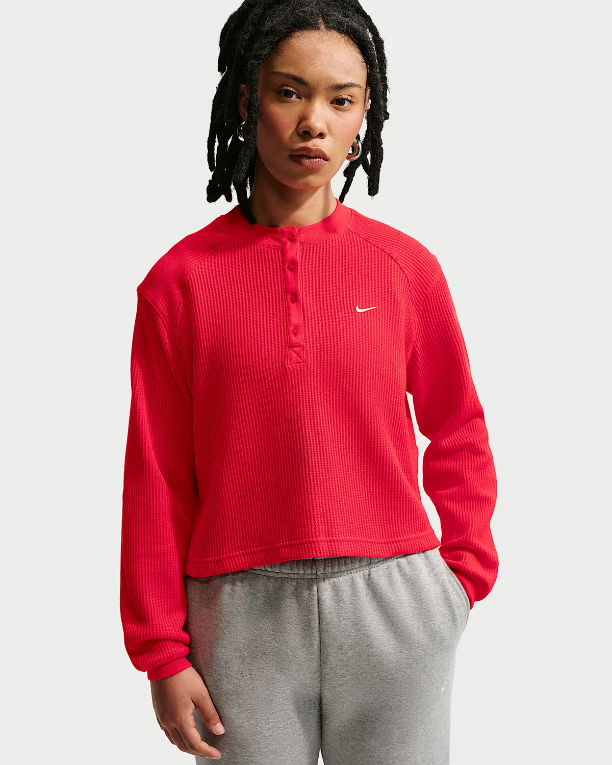 Женская удлиненная футболка с длинным рукавом Nike Sportswear Chill Waffle, Light Crimson/Sail