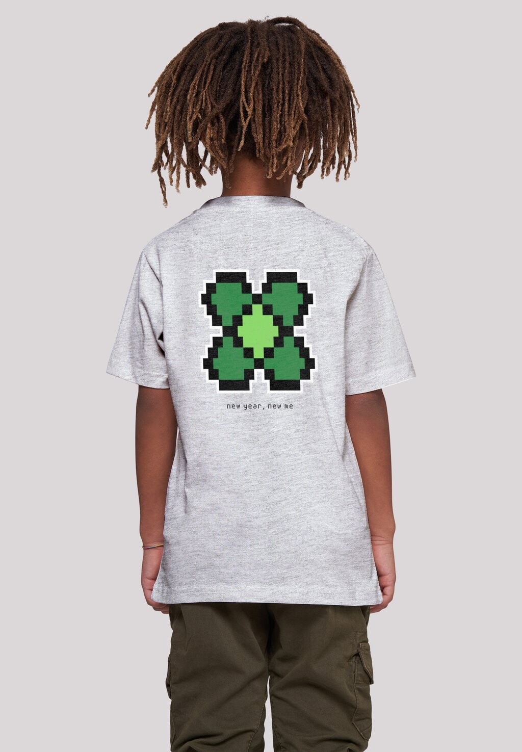 

Футболка с принтом SILVESTER HAPPY NEW YEAR PIXEL KLEEBLATT F4NT4STIC, цвет heather grey