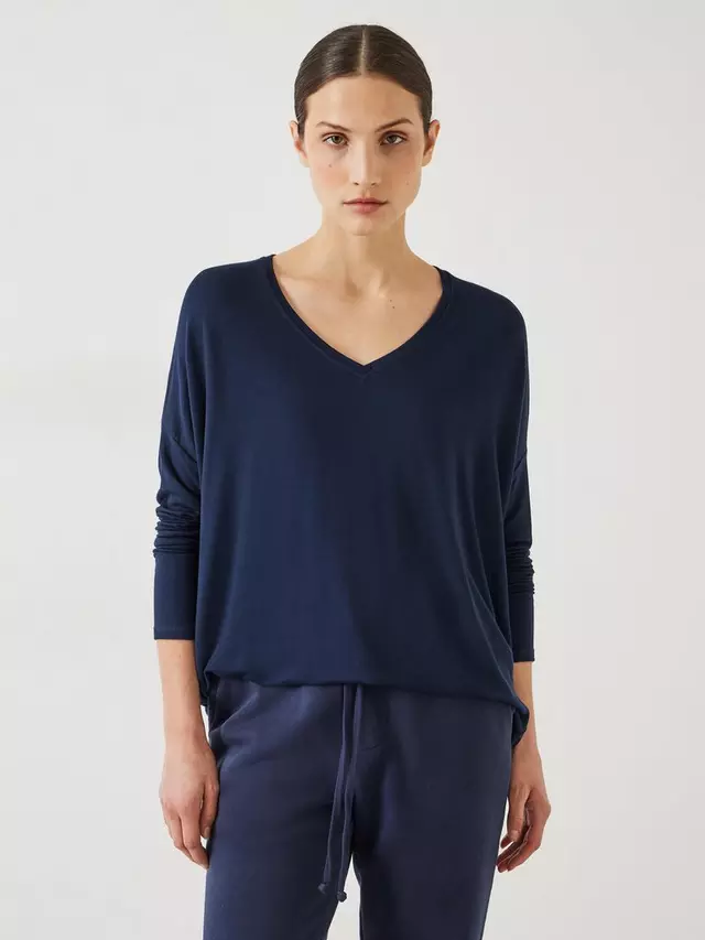 

Топ HUSH Gillian V Neck Longline Jersey, цвет midnight