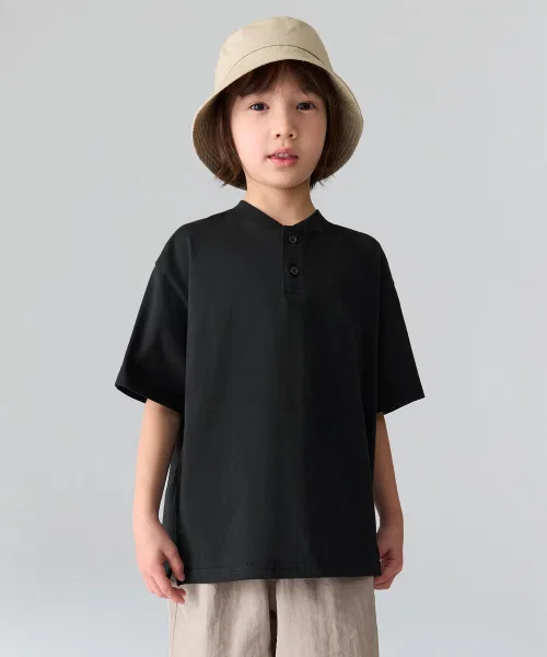Унисекс футболка оверсайз с воротником MUSINSA STANDARD KIDS чёрный