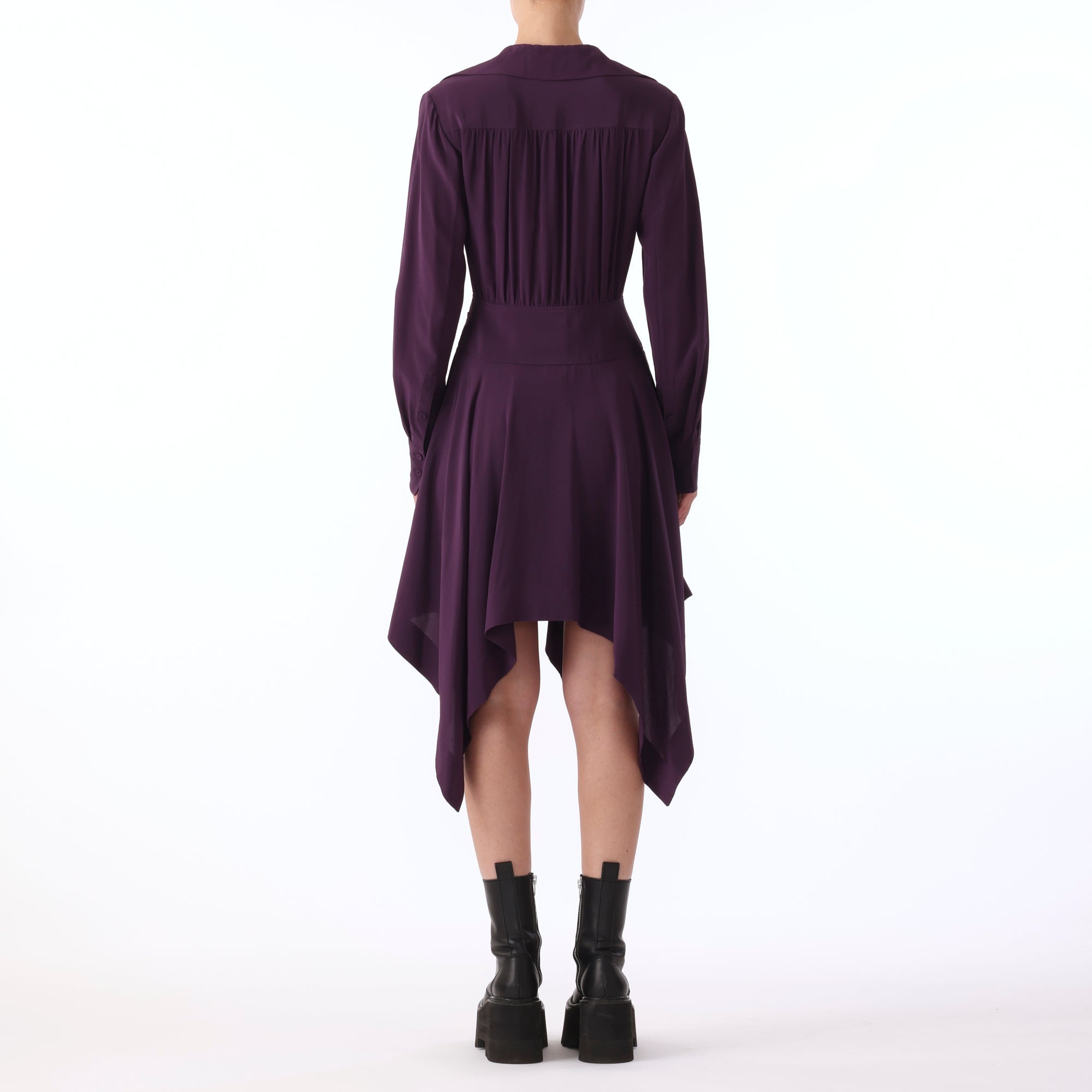

Платье L/S из шелкового крепдешина с платком и подолом Jason Wu, цвет deep plum