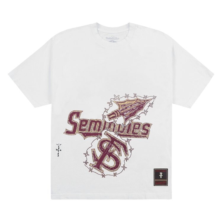 

Футболка Cactus Jack By Travis Scott Cactus Jack by Travis Scott x Mitchell & Ness Florida State University Handdrawn Tee, белый