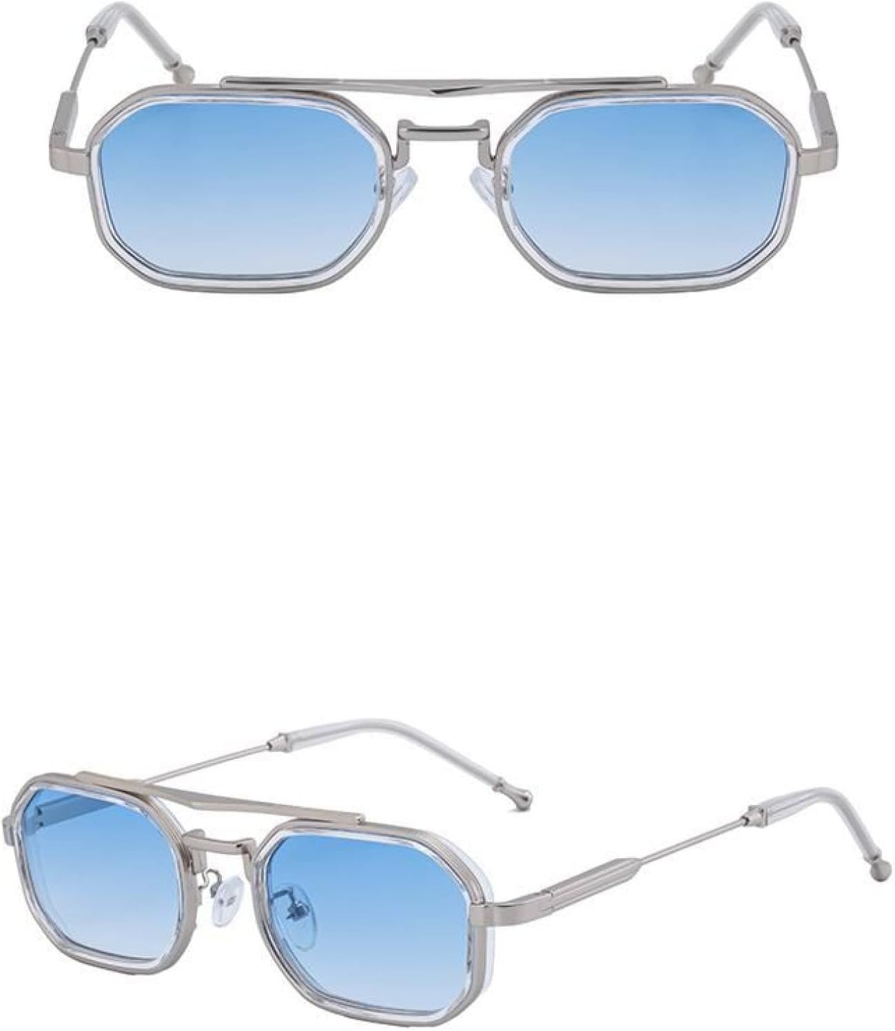 

Мужские прямоугольные солнцезащитные очки в стиле панк с тонкой оправой, роскошные, в стиле стимпанк, с защитой от УФ-излучения UV400, винтажные, с двойным лучом TVTBBVV, C3gradientblue