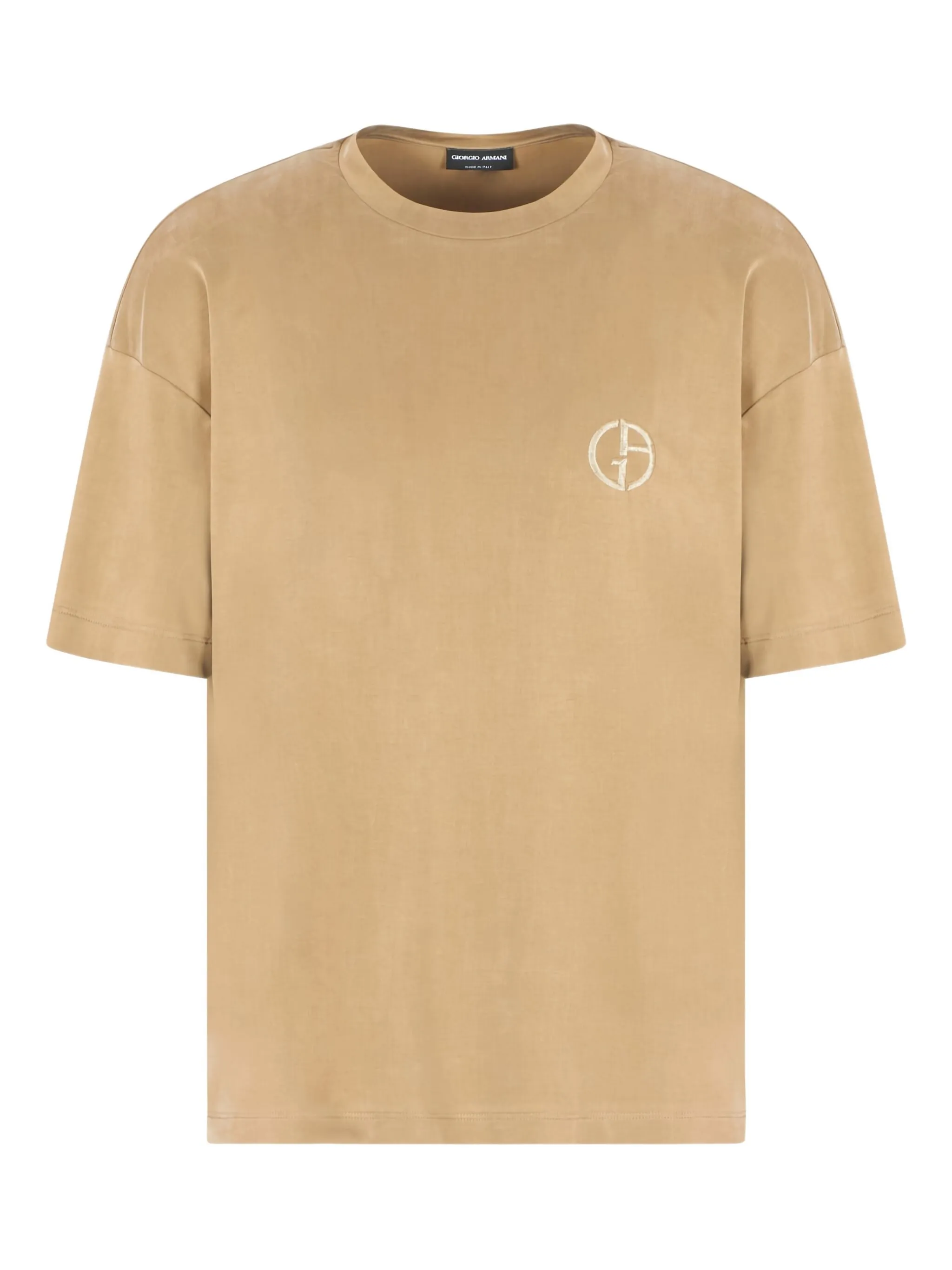 

Футболка с вышитым логотипом Giorgio Armani, бежевый