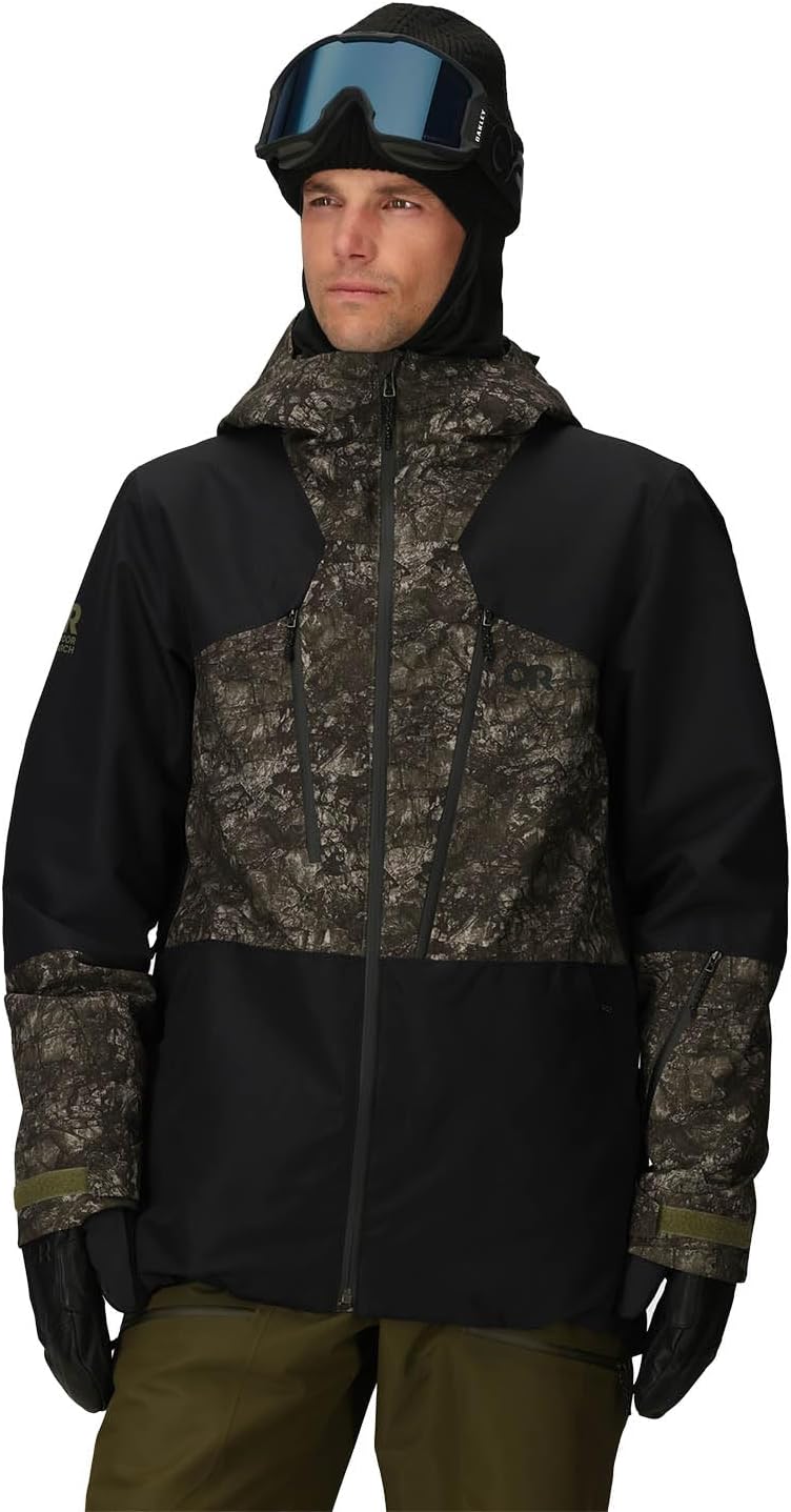 

Мужская куртка Outdoor Research Powderverse | Водонепроницаемая, ветрозащитная, утепленная куртка для лыж и сноуборда, капюшон совместим со шлемом, Ranger Green Granite Print/Black