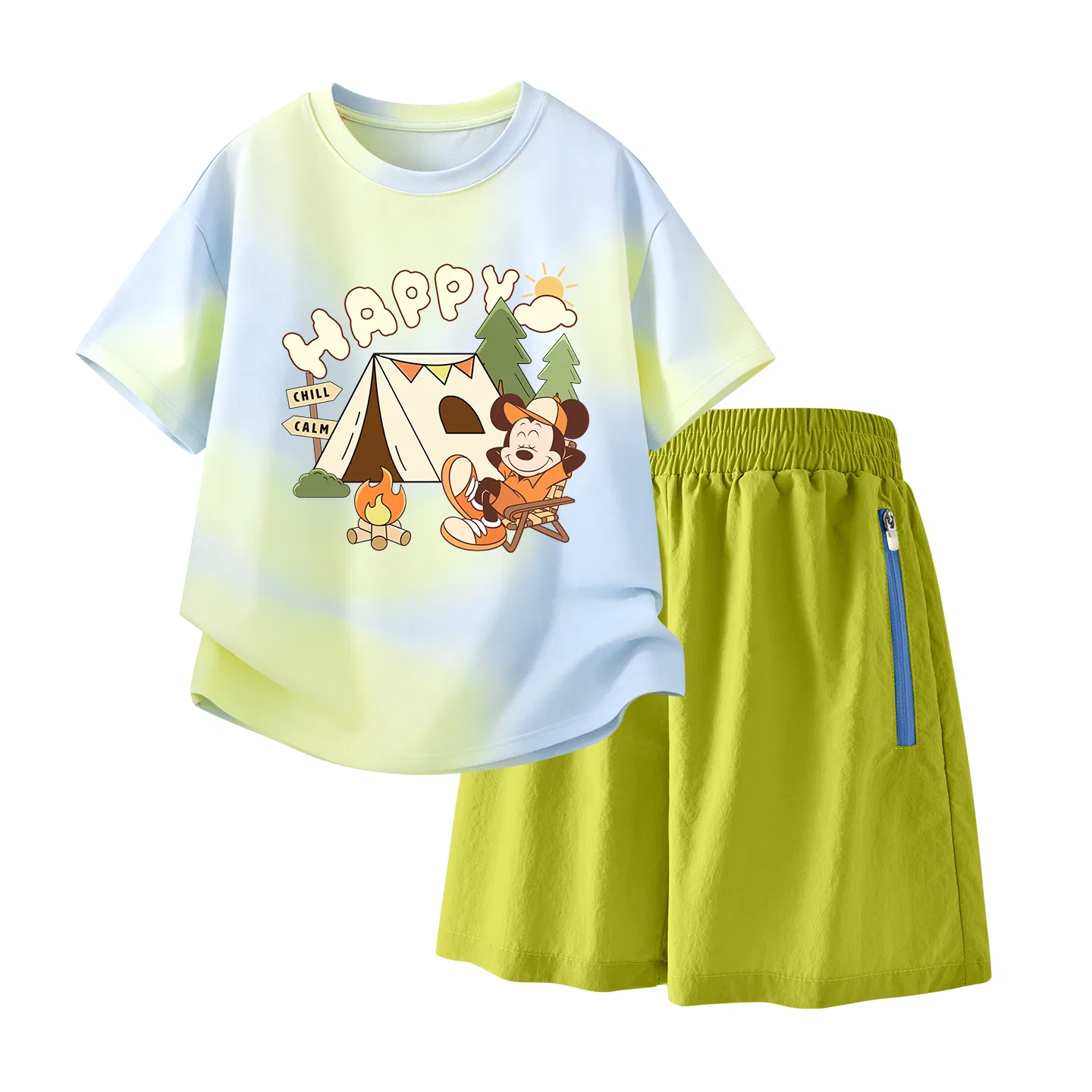 Детский спортивный костюм Casual Sportswear 2 Piece Set Disney, Di Leisure Twilight Blue+Solid Color Camellia Green