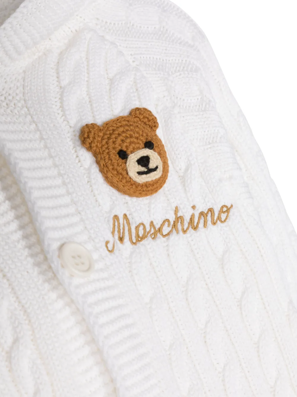 Ромпер с нашивкой Teddy Bear Moschino Kids, белый — фото 3