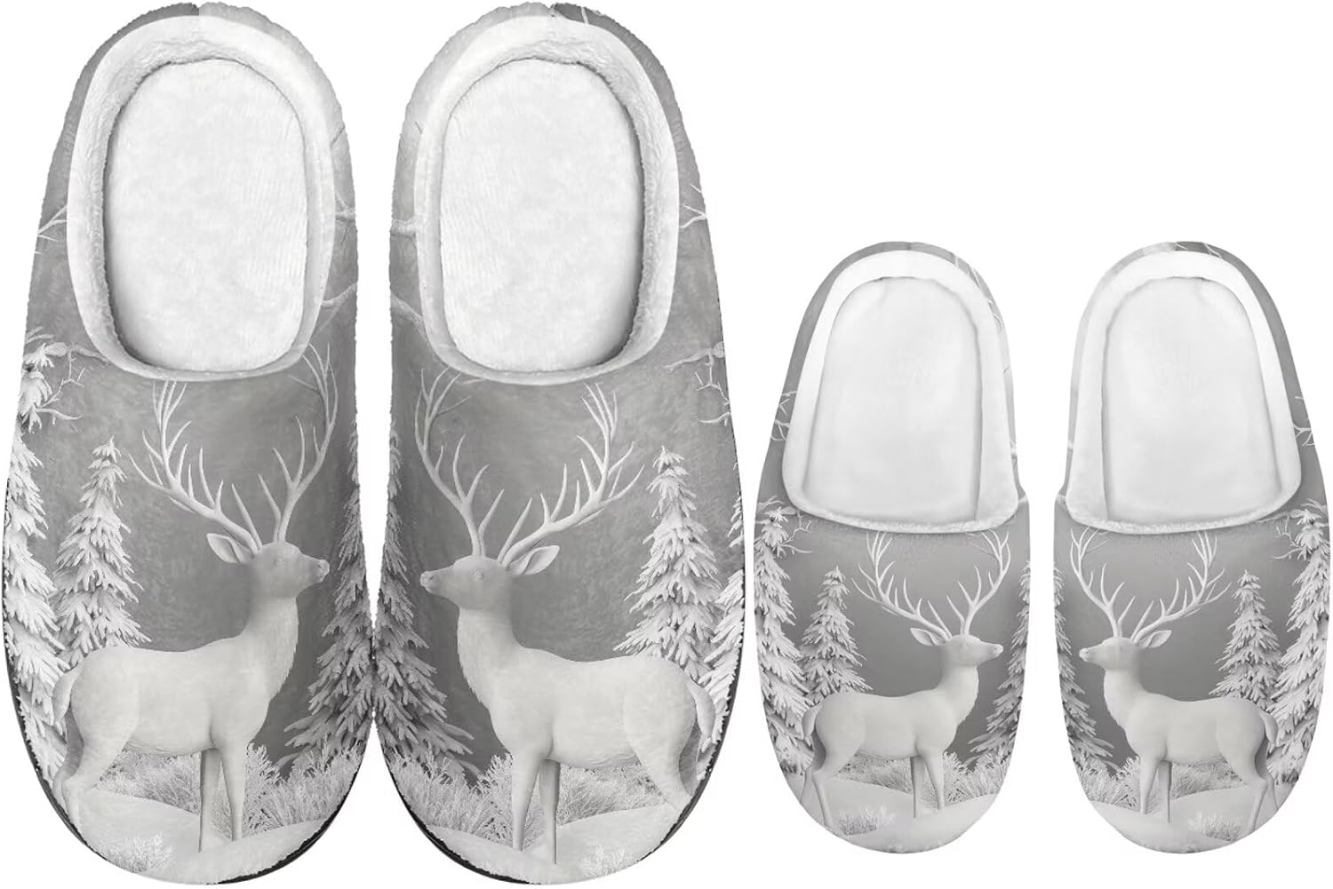 

Рождественские тапочки Dngkaoje для семьи Нескользящие домашние тапочки для мужчин и женщин, серый