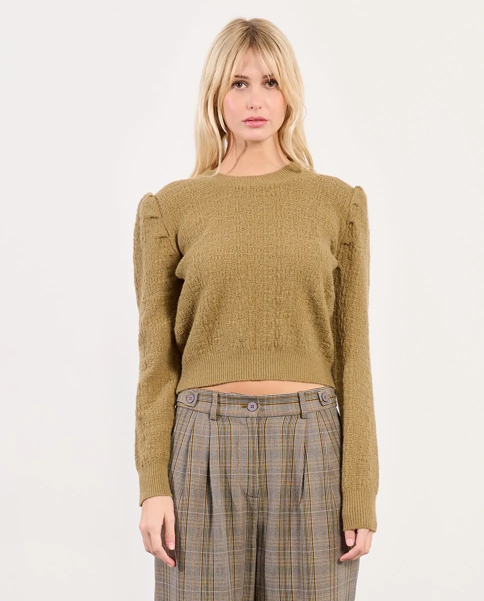 

Женский джемпер с длинным рукавом с эффектом плечевых накладок Lili Sidonio, коричневый