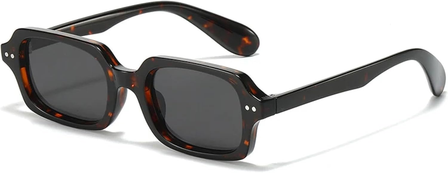 

Модные маленькие прямоугольные мужские солнцезащитные очки в стиле ретро с заклепками, сине-зеленые, с защитой от УФ-излучения UV400, женские, с градиентным переходом цвета VFDHN, Leopard Grey