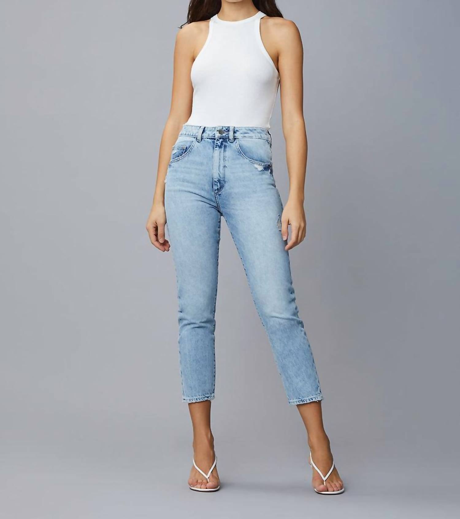 

Джинсы Susie High Rise зауженные с потертостями в оттенке Jet Stream DL1961 - Women's, Jet Stream Distressed